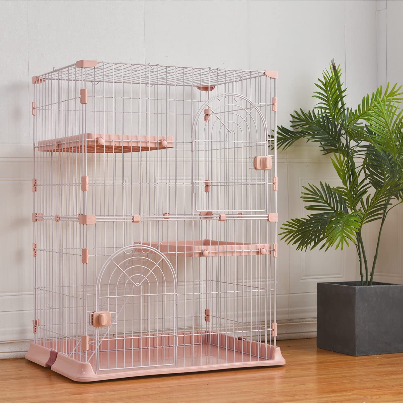 Amazon | 猫 ケージ 2段 キャットケージ Mサイズ グリーン 猫ゲージ